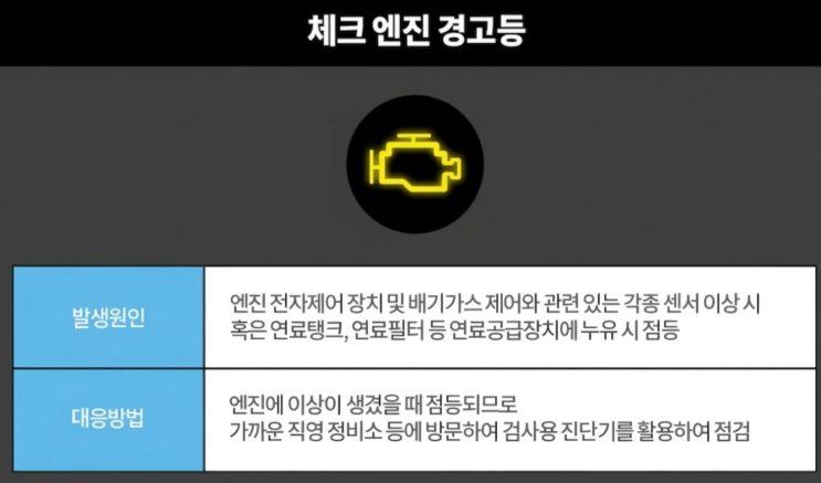 체크 엔진 경고등 발생 원인과 대응방법